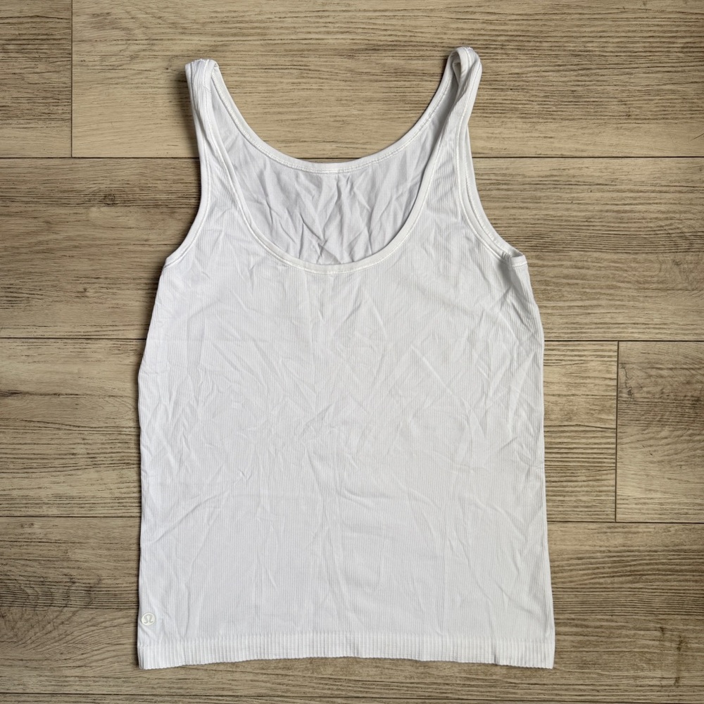 Lululemon White Ribbed Tank Sz 8